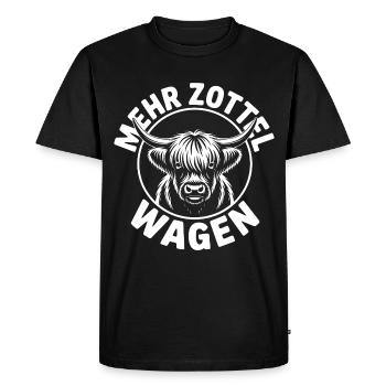 Highlands more Shaggy Car Highland Beef - Men's Premium Organic T-Shirt - black - Front - Nico (187cm)