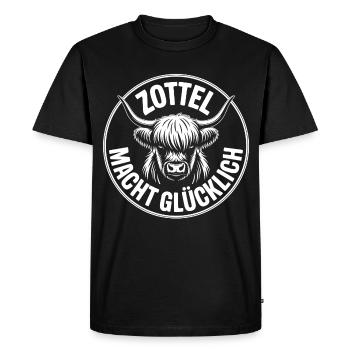Shaggy makes happy Highlands - Men's Premium Organic T-Shirt - black - Front - Nico (187cm)