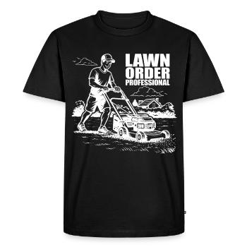 PROFESSIONNEL DE L’ORDRE DE PELOUSE Professionnel de l’entretien de pelouse de jardin - T-shirt Premium bio Homme - noir - Devant - Nico (187cm)