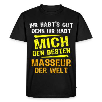 Don de Masseur - T-shirt Premium bio Homme - noir - Devant - Nico (187cm)
