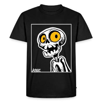 Skeleton Cartoon with Big Yellow Eyes - Men's Premium Organic T-Shirt - black - Front - Nico (187cm)