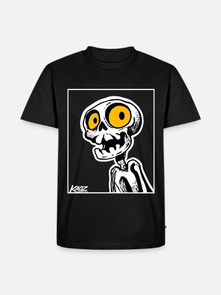 Skeleton Cartoon with Big Yellow Eyes - Men's Premium Organic T-Shirt - black