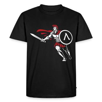 Spartiate Attaque Épée Bouclier Mascotte Spartan - T-shirt Premium bio Homme - noir - Devant - Nico (187cm)