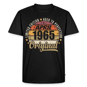 Cadeau D'anniversaire Avril 1965 - T-shirt Premium bio Homme - noir - Devant - Nico (187cm)
