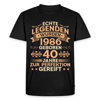 40th Birthday 1986 Vintage Legend Gift - Men's Premium Organic T-Shirt - black - Front - Nico (187cm)