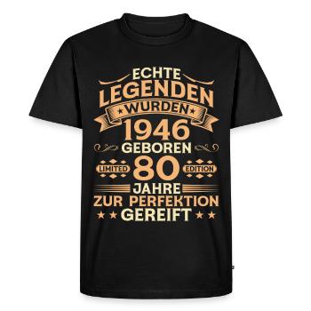 80th Birthday 1946 Vintage Legend Gift - Men's Premium Organic T-Shirt - black - Front - Nico (187cm)