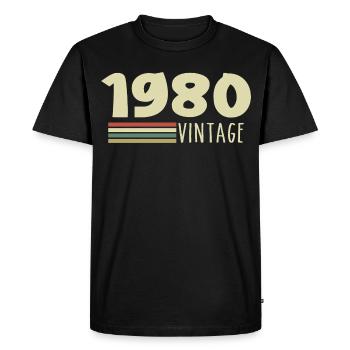 1980-Anniversaire-1980-retro-1980 - T-shirt Premium bio Homme - noir - Devant - Nico (187cm)