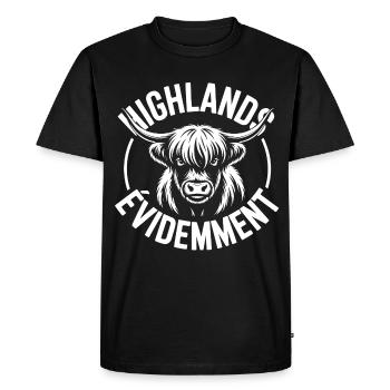 Logo vache Highland - T-shirt Premium bio Homme - noir - Devant - Nico (187cm)