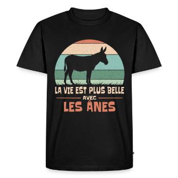 La Vie Est Plus Belle Avec Les Ânes Humour Animal - T-shirt Premium bio Homme - noir - Devant - Nico (187cm)