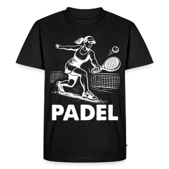Tenue de terrain de joueur de padel Silhouette Sportsman - T-shirt Premium bio Homme - noir - Devant - Nico (187cm)