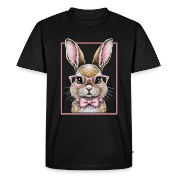 Cute Bunny with Glasses – Funny Bunny Design - Men's Premium Organic T-Shirt - black - Front - Nico (187cm)