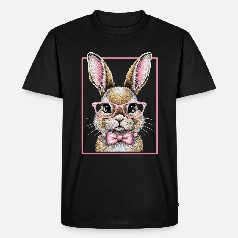 Cute Bunny mit Brille – Lustiges Hasendesign  - Männer Premium Bio T-Shirt - Schwarz