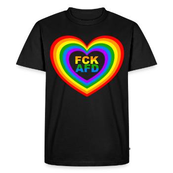 FCK AFD Herz - Men's Premium Organic T-Shirt - black - Front - Nico (187cm)