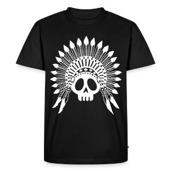 Crâne de chef indien (blanc) - T-shirt Premium bio Homme - noir - Devant - Nico (187cm)