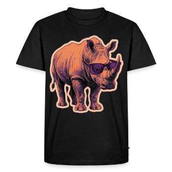 Risographie des lunettes de soleil rhinocéros rhinocéros - T-shirt Premium bio Homme - noir - Devant - Nico (187cm)