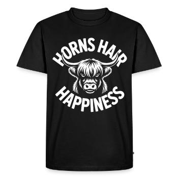 Horns Hair Happiness Highlands - Men's Premium Organic T-Shirt - black - Front - Nico (187cm)