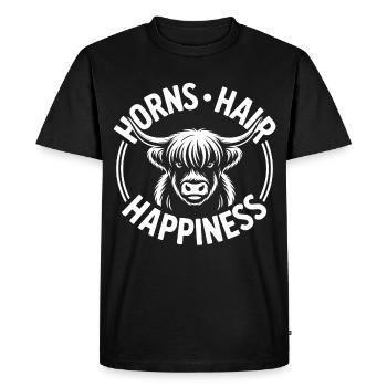 Horns Hair Happiness Highlands - Men's Premium Organic T-Shirt - black - Front - Nico (187cm)