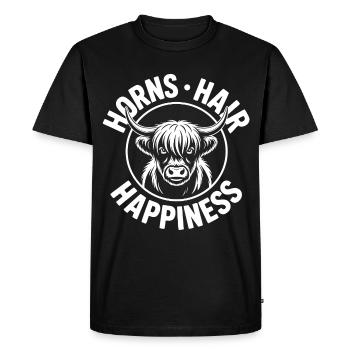Horns Hair Happiness Highlands - Men's Premium Organic T-Shirt - black - Front - Nico (187cm)