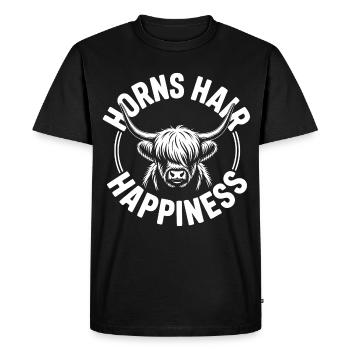 Horns Hair Happiness Highlands - Men's Premium Organic T-Shirt - black - Front - Nico (187cm)