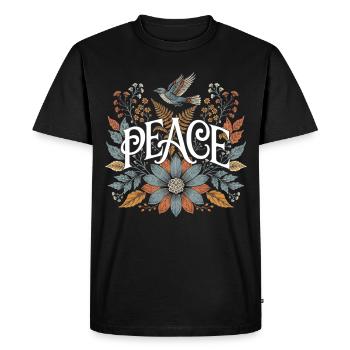 Paix Nature Symbole de la Tranquillité et de l’Harmonie Amateur - T-shirt Premium bio Homme - noir - Devant - Nico (187cm)