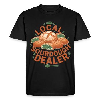 Marchand local de pain au levain Boulanger - T-shirt Premium bio Homme - noir - Devant - Nico (187cm)