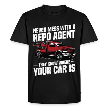 Agent de récupération de voitures de la police Friends - T-shirt Premium bio Homme - noir - Devant - Nico (187cm)