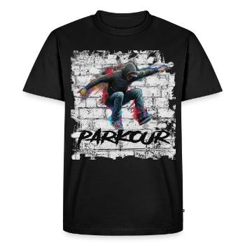 Parkour - T-shirt Premium bio Homme - noir - Devant - Nico (187cm)