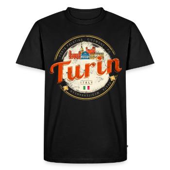 Turin Piedmont Skyline Italy Vintage Souvenir - Men's Premium Organic T-Shirt - black - Front - Nico (187cm)