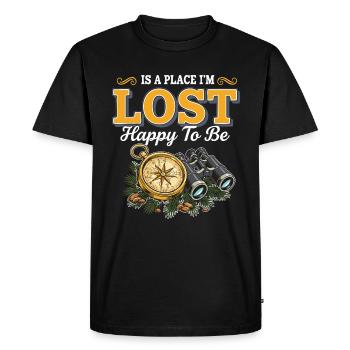 Randonnée Lost Happy To Be Boussole Jumelles - T-shirt Premium bio Homme - noir - Devant - Nico (187cm)