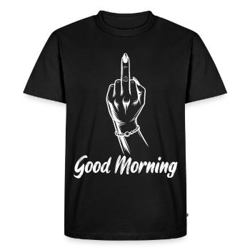 Tenue sarcasme du majeur du bon matin - T-shirt Premium bio Homme - noir - Devant - Nico (187cm)