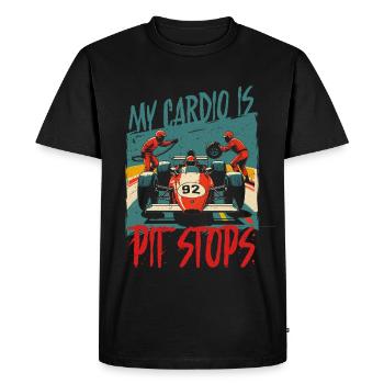 Course automobile, sport automobile, mon cardio, ce sont les arrêts aux stands - T-shirt Premium bio Homme - noir - Devant - Nico (187cm)
