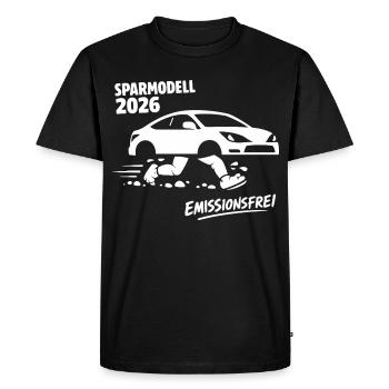 Economy model 2026 emission-free car - Men's Premium Organic T-Shirt - black - Front - Nico (187cm)