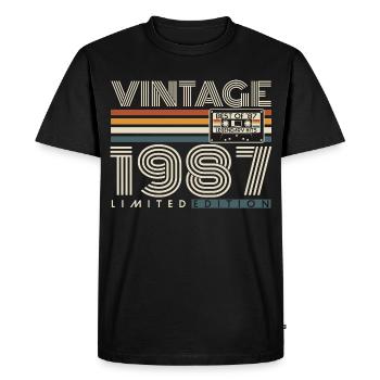 Vintage 1987 Retro Vintage Birthday Gift - Men's Premium Organic T-Shirt - black - Front - Nico (187cm)