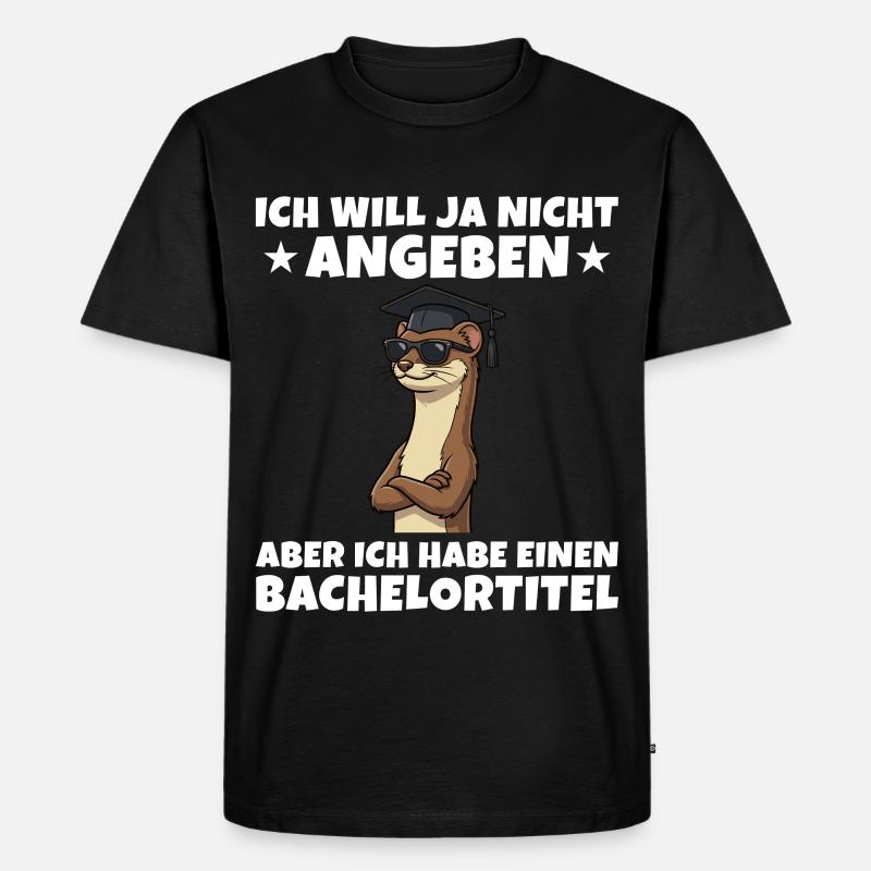 Bachelortitel geschafft Wiesel Studium Abschluss - Männer Premium Bio T-Shirt - Schwarz
