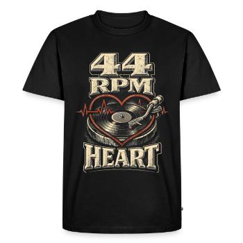 Vinyl Collectible Records 44 RPM Heart - Men's Premium Organic T-Shirt - black - Front - Nico (187cm)