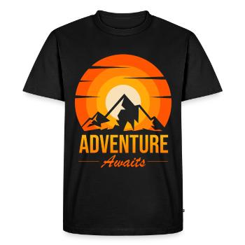 Adventure Awaits Peak Sunset - Men's Premium Organic T-Shirt - black - Front - Nico (187cm)