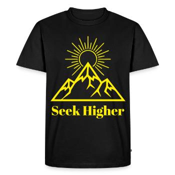 Seek Higher Summit Glow - Men's Premium Organic T-Shirt - black - Front - Nico (187cm)