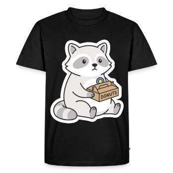 Motif de Donuts de raton laveur DONUTS - T-shirt Premium bio Homme - noir - Devant - Nico (187cm)