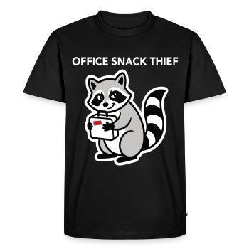 Humour de bureau Voleur de snacks Raton laveur au bureau - T-shirt Premium bio Homme - noir - Devant - Nico (187cm)
