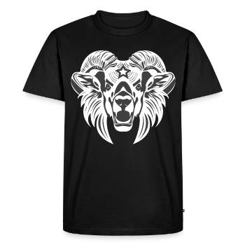 Animal Head – Mythical Animal, Animal, Lion, Goat, Ram, Buck - Men's Premium Organic T-Shirt - black - Front - Nico (187cm)