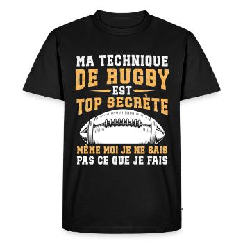 Ma Technique De Rugby - T-shirt Premium bio Homme - noir - Devant - Nico (187cm)