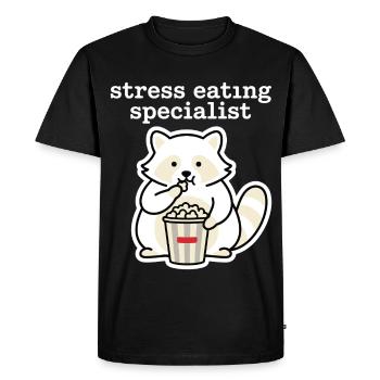 Raton laveur spécialiste de la mangeur par stress - T-shirt Premium bio Homme - noir - Devant - Nico (187cm)