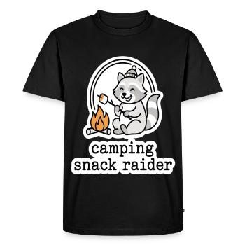 Camping Snack Raider Raccoon Motif - Men's Premium Organic T-Shirt - black - Front - Nico (187cm)