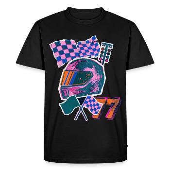 Retro Wave Driver - Men's Premium Organic T-Shirt - black - Front - Nico (187cm)