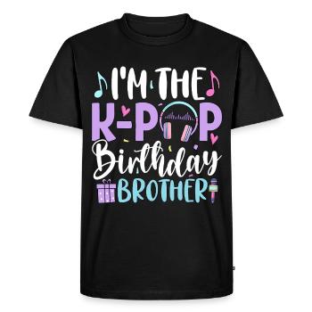 Je suis le frère d’anniversaire de K Pop - T-shirt Premium bio Homme - noir - Devant - Nico (187cm)