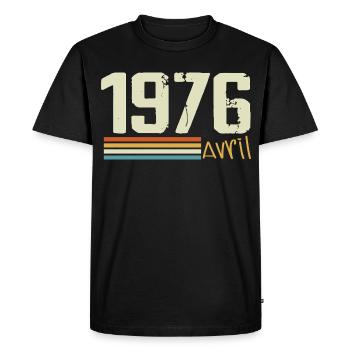 Né en avril 1976 - T-shirt Premium bio Homme - noir - Devant - Nico (187cm)