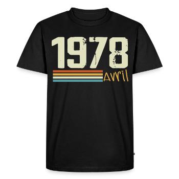 Né en avril 1978 - T-shirt Premium bio Homme - noir - Devant - Nico (187cm)