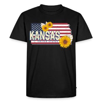 Souvenir de carte rétro des États-Unis du Kansas - T-shirt Premium bio Homme - noir - Devant - Nico (187cm)