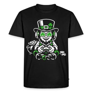 Irish I Was Gaming St Patricks Day Gamer - Men's Premium Organic T-Shirt - black - Front - Nico (187cm)