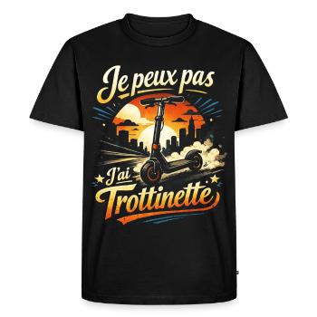 Je peux pas J'ai Trottinette - T-shirt Premium bio Homme - noir - Devant - Nico (187cm)